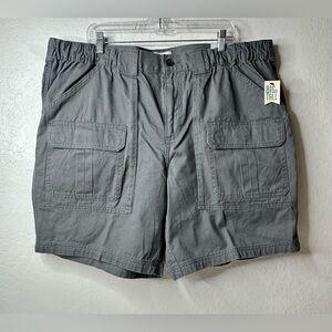 Men’s Croft & Barrow Twill Cargo Shorts‎ Size 46 Casual Gray Elastic Sides New